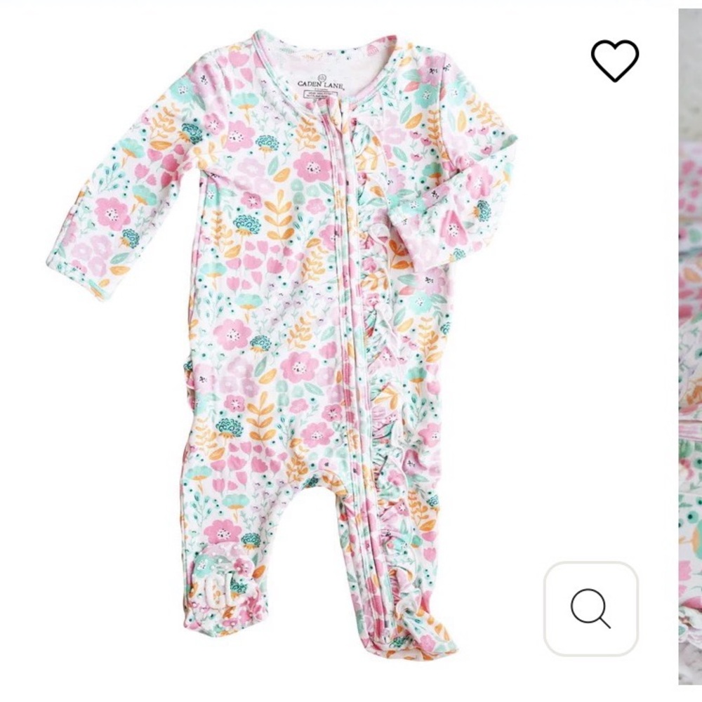Caden Lane Pink and Blue Floral Kids Footie